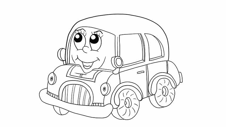 15. Gambar Mobil Untuk Mewarnai Anak TK Kartun Lucu