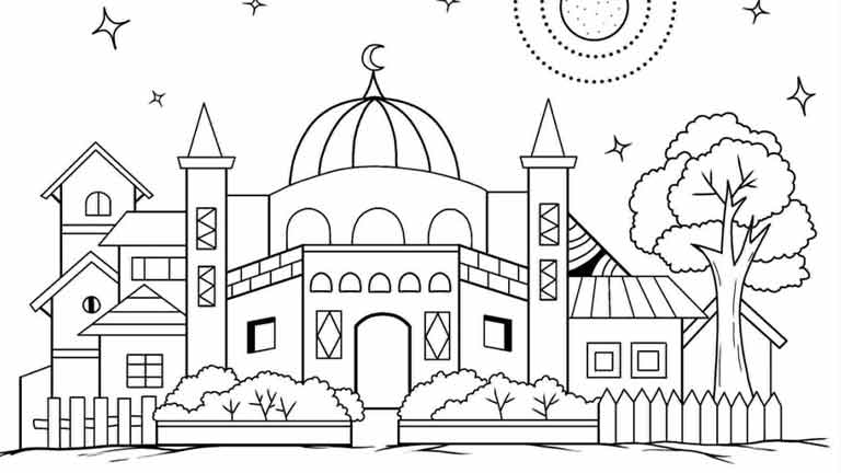 Gambar Mewarnai Masjid 17