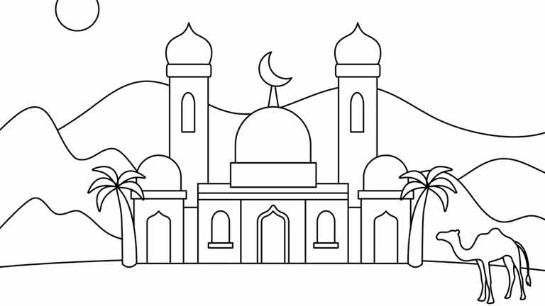 Gambar Mewarnai Masjid 5