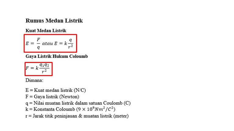 Rumus Kuat Medan Listrik 2