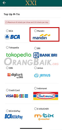 cara top up m tix mandiri