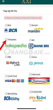 cara top up m tix tokopedia